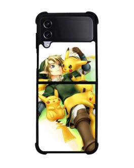 zelda with pikachu pokemon Samsung Galaxy Z Flip 5 , Z FLip 4 , Z FLip 3 , Z Fold 5 , Z Fold 4 , Z Fold 3 Case FZI0558