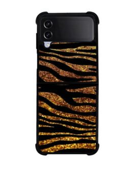 Yellow Tiger Skin Glitter Samsung Galaxy Z Flip 5 , Z FLip 4 , Z FLip 3 , Z Fold 5 , Z Fold 4 , Z Fold 3 Case FZI1967