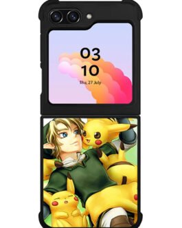 zelda with pikachu pokemon Samsung Galaxy Z Flip 5 , Z FLip 4 , Z FLip 3 , Z Fold 5 , Z Fold 4 , Z Fold 3 Case FZI0558